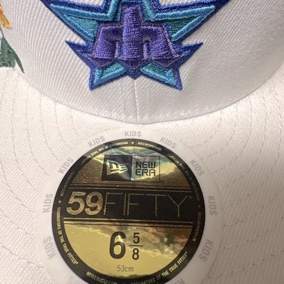 NWT [New Era] 59FIFTY Seattle Mariners White Blooming Fitted Hat Kids Sz 6 5/8 - Picture 5 of 8